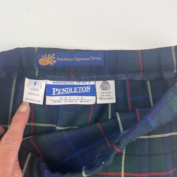 vintage Pendleton Wool Tartan Plaid Pleated Midi Skirt 8P Waist 26 Heritage - Picture 3 of 10